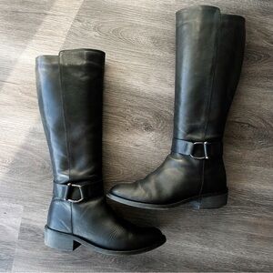 Black knee high leather riding boots